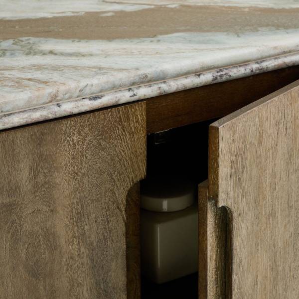 Dressoir BUREN beige - massief hout - 43 x 80 x 162 cm