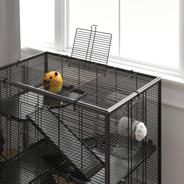 Zwerghamster-Käfig D51-442V01BK Schwarz - Metall - 49 x 80 x 79 cm