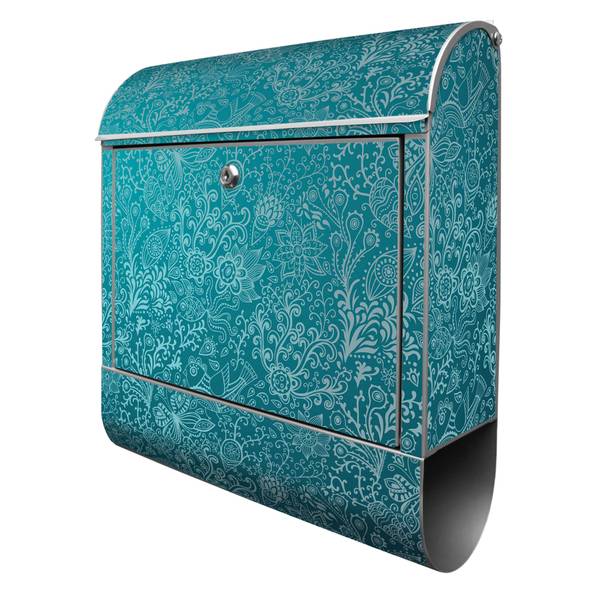 Briefkasten Stahl Mandala Landschaft Grau - Stahl - 38 x 46 x 13 cm