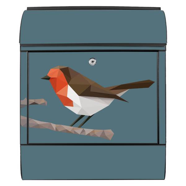 Briefkasten Stahl abstrakter Vogel Schwarz - Stahl - 38 x 46 x 13 cm
