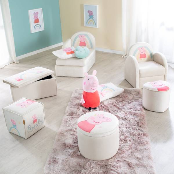 Kinderhocker mit Aufbewahrung Peppa Pig Beige - Samt - 57 x 28 x 31 cm