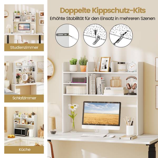 Tischregal VL32502 Weiß - Holzwerkstoff - 24 x 85 x 94 cm