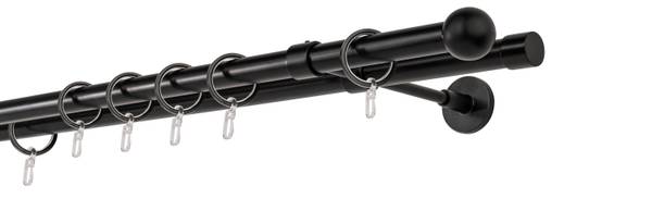 Gardinenstange auf Maß wire-ball II Schwarz - Breite: 230 cm