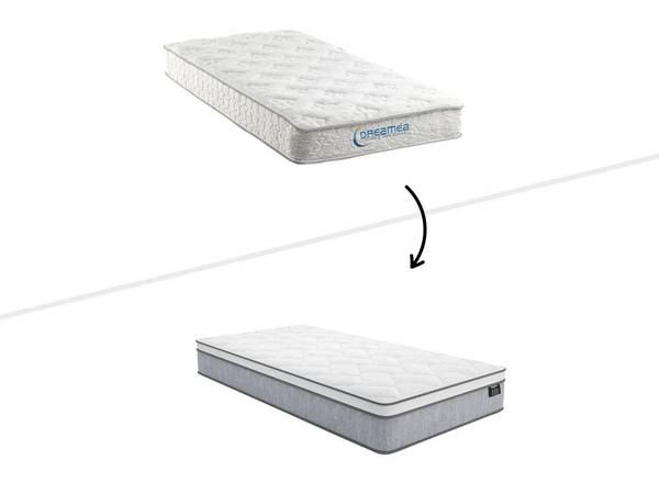 Matratzen-Bettgestell-Set SERENITE Weiß - Holz teilmassiv - 90 x 30 x 190 cm