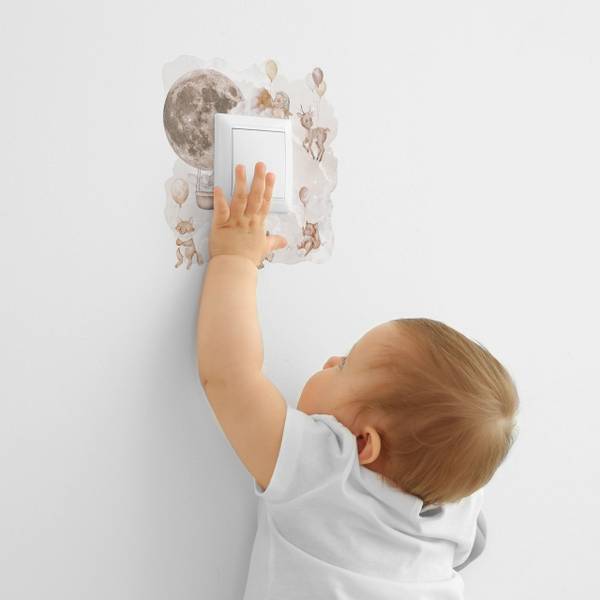 Lichtschalter-Sticker Waldtiere Beige - Grau - PVC - 20 x 20 x 20 cm