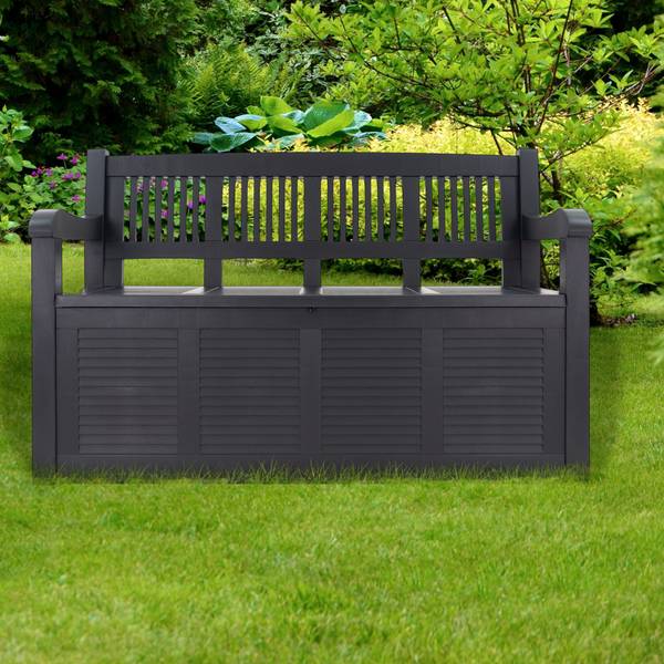 Gartenbox mit Sitz Schwarz - Kunststoff - 60 x 85 x 130 cm