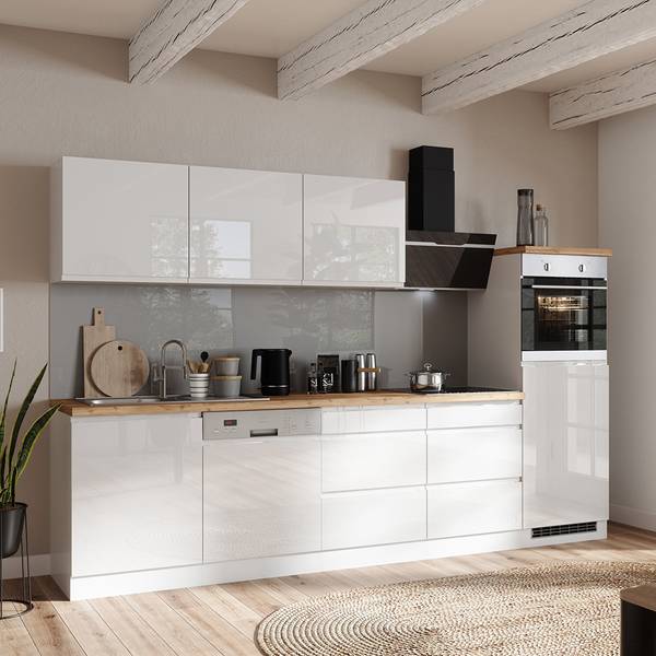 Küchenzeile MARSEILLE-03-14 9er-Set Weiß - Holzwerkstoff - 300 x 200 x 60 cm