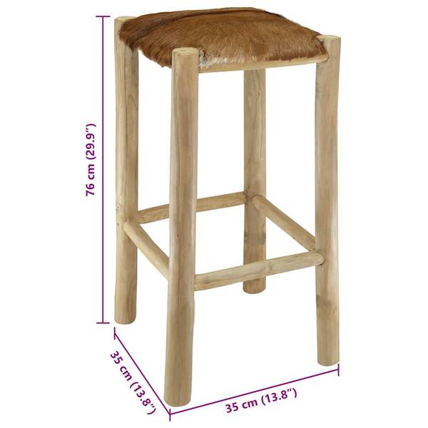 Barhocker 244544 Braun - Teakholz - 35 x 76 x 35 cm