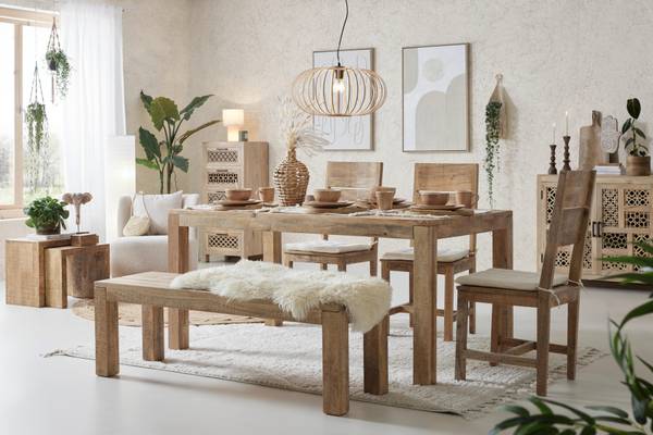 Esstisch EVEREST Beige - Holz teilmassiv - 160 x 75 x 90 cm