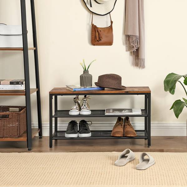 Schuhbank Noida Braun - Holzwerkstoff - 30 x 45 x 80 cm
