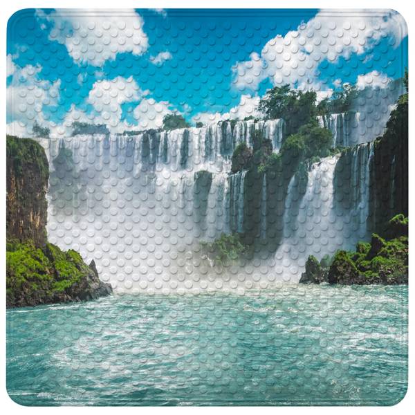 Sanilo Tapis de douche Cascade Bleu - Turquoise - Blanc - Polyester-PVC - 53 x 1 x 53 cm