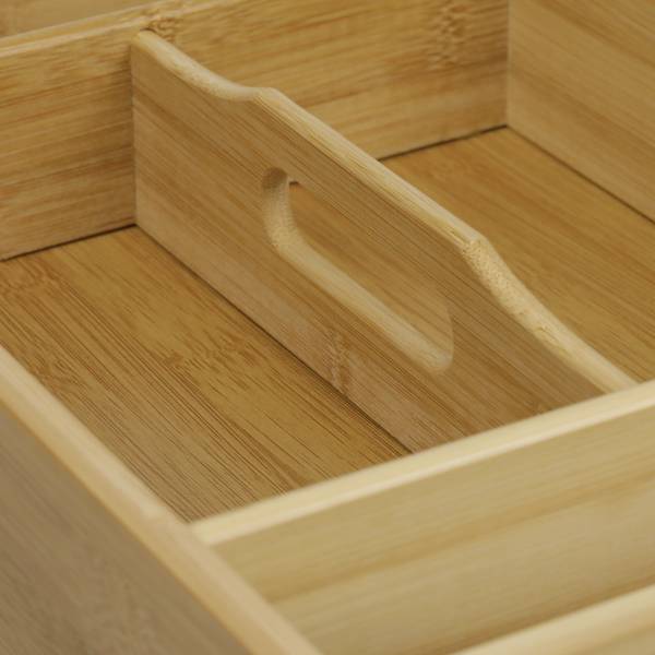 Bambus  Besteckkasten mit Tragegriff Braun - Holzverbundwerkstoff - 37 x 7 x 23 cm