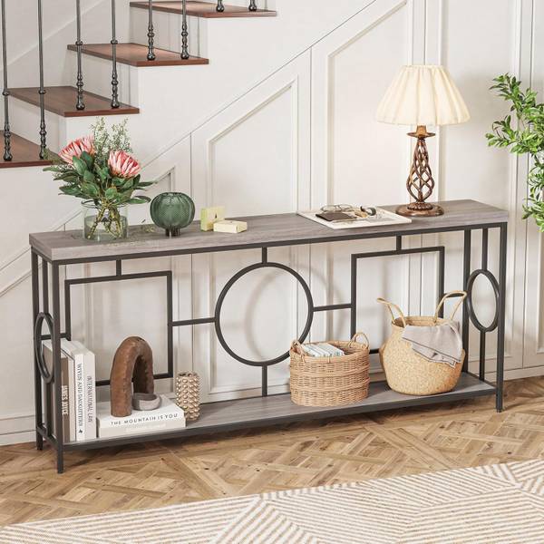 Konsolentisch VH34230OR+DE Grau - Holzwerkstoff - 30 x 80 x 180 cm