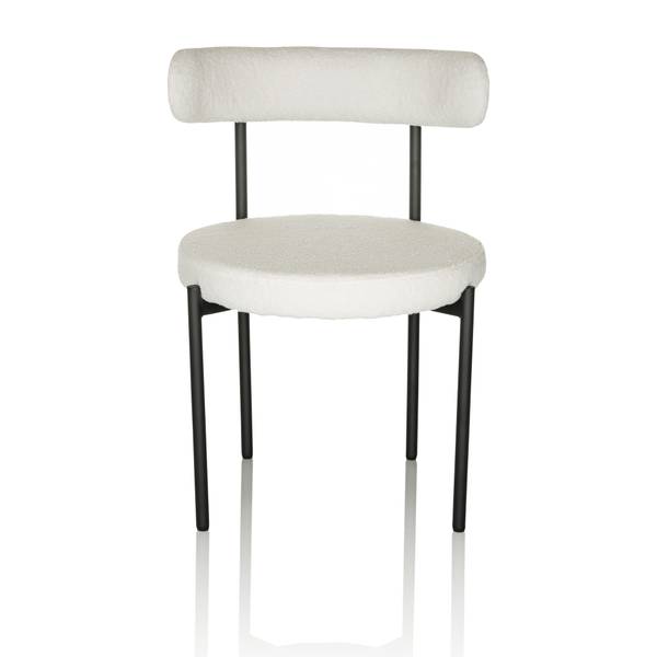 Polsterstuhl TEDIO Weiß - Polyester - Teddystoff - Webstoff - 55 x 78 x 56 cm