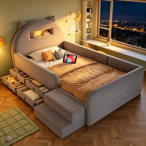 Einzelbett K-2251 Hellgrau