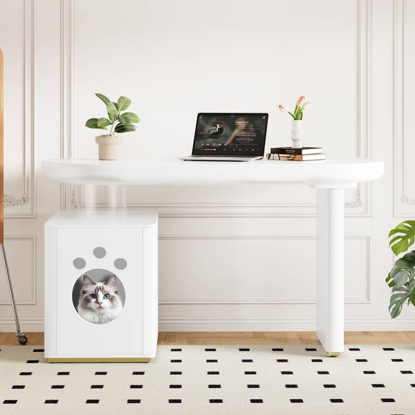Schreibtisch LucyWoody Ⅰ Weiß - Holzwerkstoff - 50 x 76 x 117 cm