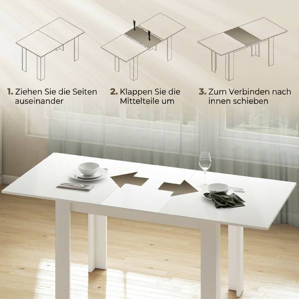 Ausziehbarer Esstisch 83A-280V92WT Weiß - Holzwerkstoff - 80 x 75 x 180 cm