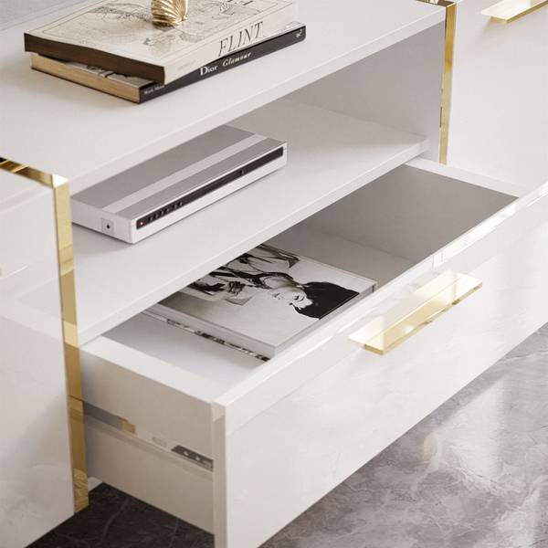 ONYX woonkamermeubelset sokkel hoogglans wit - wit