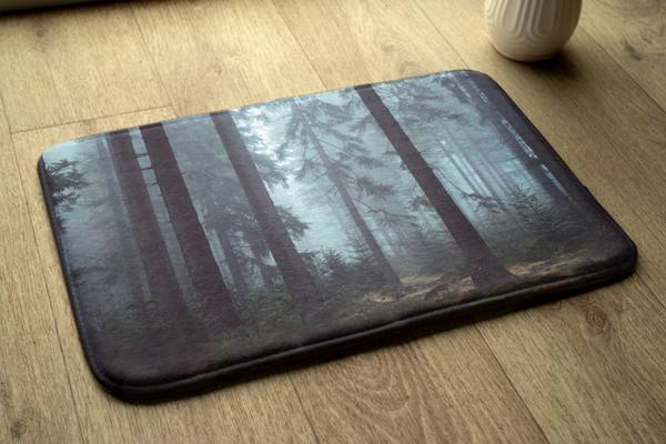 Badteppich Wald-Nebel Schwarz - Textil - 90 x 60 x 90 cm