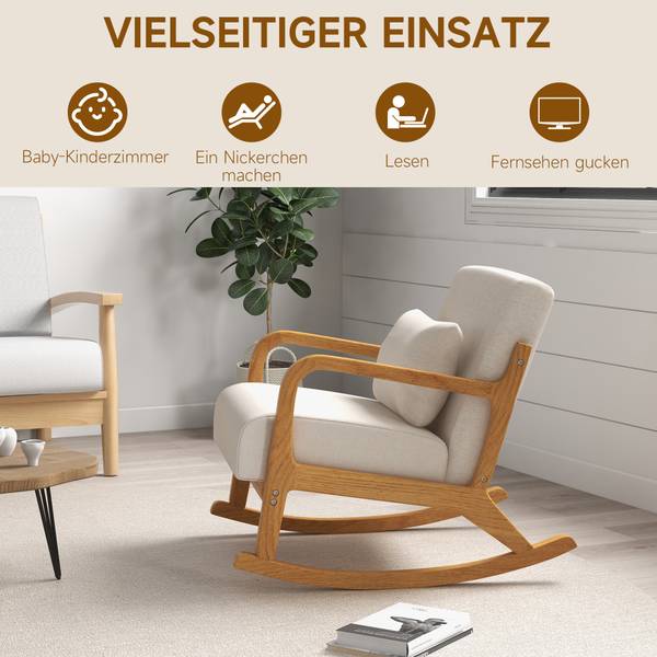 Schaukelstuhl 839-697V00CW Weiß - Textil - 92 x 82 x 65 cm