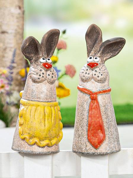 Zaunfigur Klaus Claudia 2er Set Braun - Keramik - 10 x 23 x 10 cm