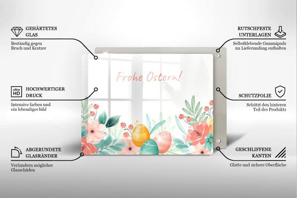 Schneidebrett Frohe Ostern! Glas - 40 x 52 x 1 cm