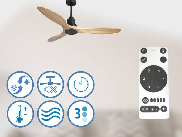 Deckenventilator Salamis Schwarz - Metall - 132 x 32 x 132 cm