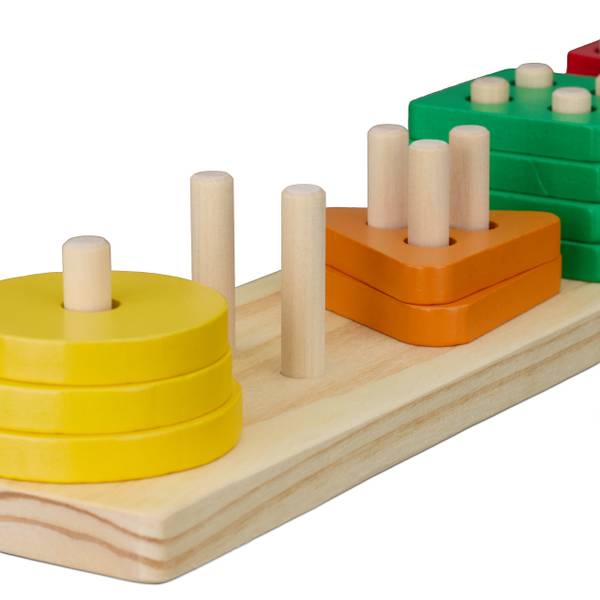 Sortier- und Stapelspielzeug Blau - Braun - Gelb - Holzwerkstoff - 35 x 6 x 8 cm