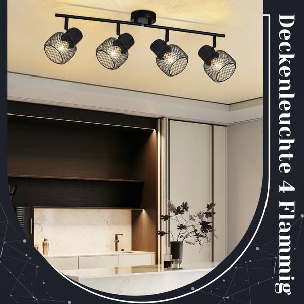 Plafonnier Lydia 4 ampoules Noir - Métal - 15 x 21 x 64 cm