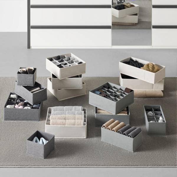 Aufbewahrungsboxen-Set MONK  3-tlg Grau - Papier - Textil - 1 x 1 x 1 cm
