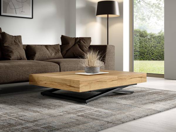 Couchtisch höhenverstellbar Elano Braun - Eiche - 80 x 80 x 200 cm