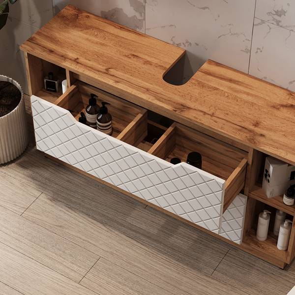 Badmöbel-Set Lotta 59436 Weiß - Holzwerkstoff - 120 x 63 x 35 cm
