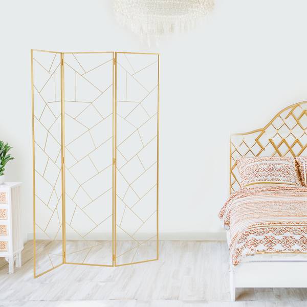Raumteiler Mosaic 3tlg. Gold - Metall - 120 x 170 x 1 cm