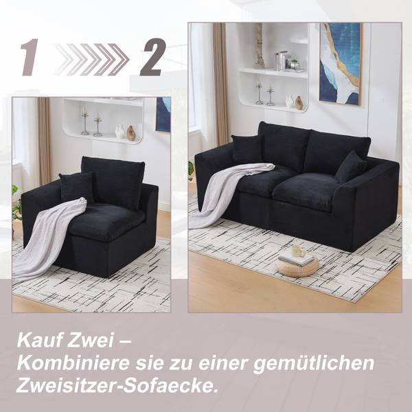 2-Sitzer-Sofa ZenithEra Schwarz - Cord - 101 x 84 x 103 cm