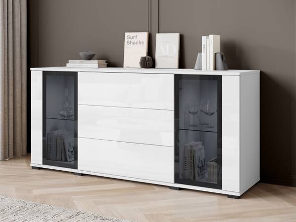 Sideboard Caro Glas Weiß - Weiß