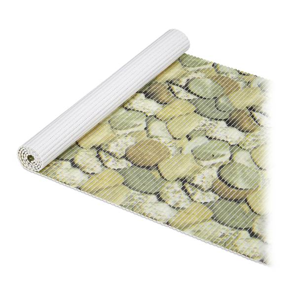 Tapis moelleux mousse Beige - Vert - Blanc - Profondeur : 150 cm