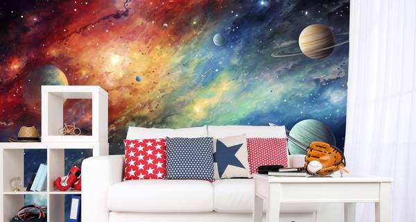 Fototapete WELTRAUM Planeten Sterne Rot - 315 x 210 x 210 cm