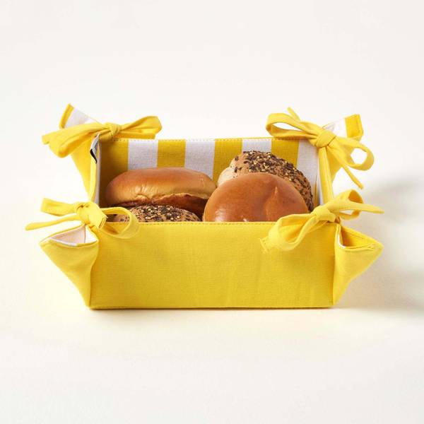 Brotkorb Stoff Wendemuster Streifen Gelb