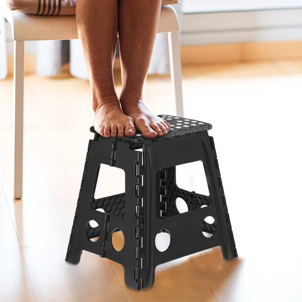 Klapphocker faltbar XL Schwarz - Weiß - Polypropylen - 39 x 39 x 3 cm