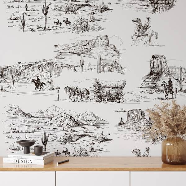 Tapete Western Braun - Papier - 200 x 250 x 1 cm