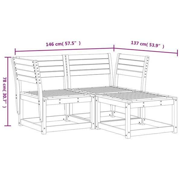 Garten-Lounge-Set 3034117-1 (3-teilig) Braun - Weiß