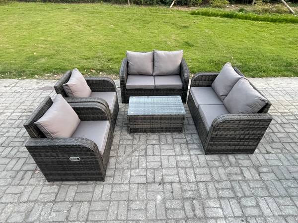 Gartensofa-Garnitur K(5er-Set) Grau - Webstoff - 124 x 79 x 67 cm