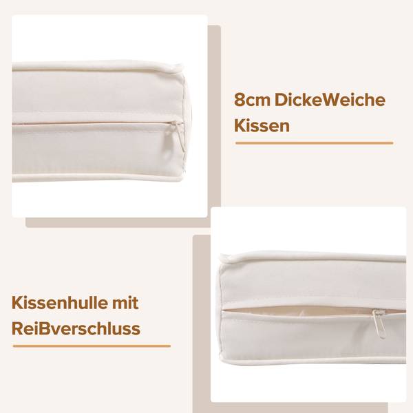 Salon de jardin 4 pièces Phanes Ⅱ Beige - Tissé à plat - Polyester - Fer - 124 x 80 x 187 cm