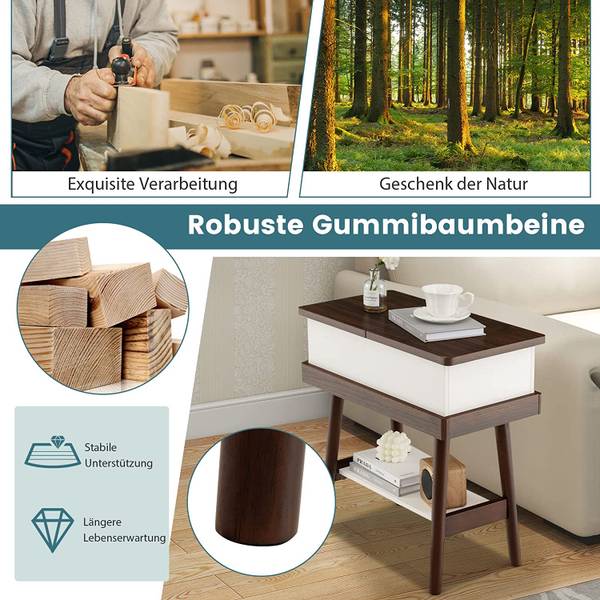 Beistelltisch mit klappbarer Tischplatte Braun - Holzwerkstoff - 30 x 60 x 60 cm