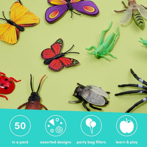 Figurines de jouets Insectes 50 pcs. Matière plastique - 3 x 18 x 19 cm