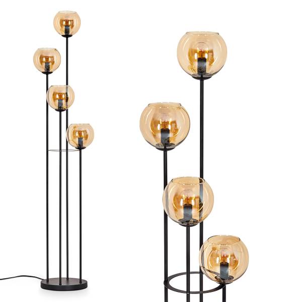 Stehlampe Cesaro Orange - Aluminium - Klarglas - 17 x 33 x 147 cm