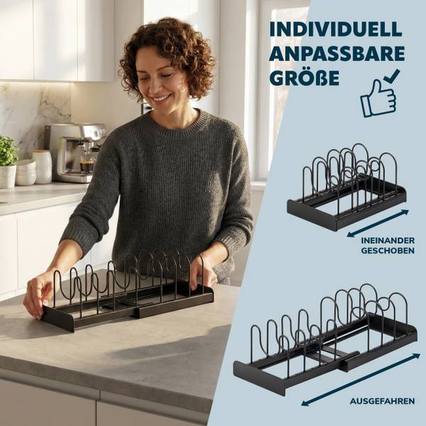 Topfdeckelhalter 44007 Schwarz - 17 x 47 cm