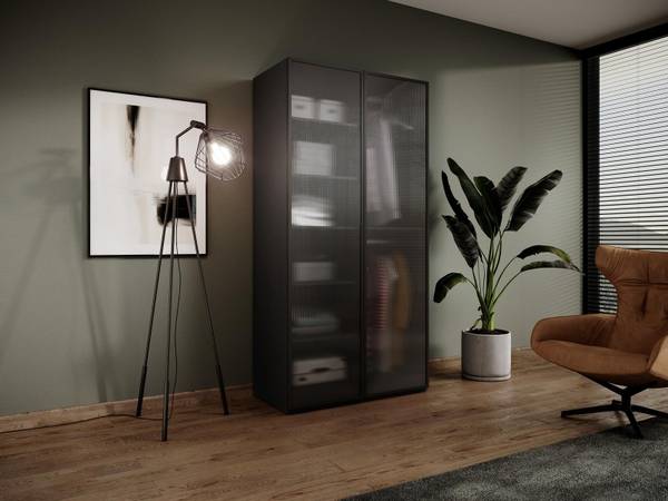Kleiderschrank 3er-Set SANDBOX Beige - Schwarz - Durchsichtig