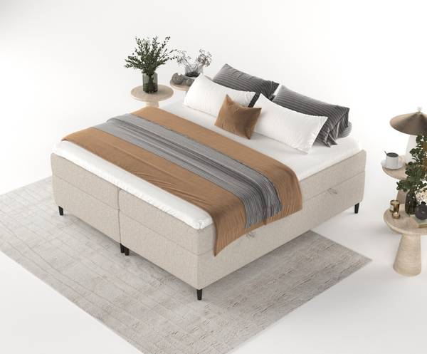 Premium Boxspringbett Theo Hellbraun - Liegefläche Breite: 160 cm
