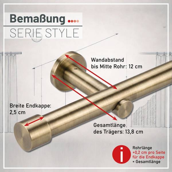 Gardinenstange 1-Lauf Kappe Breite: 60 cm